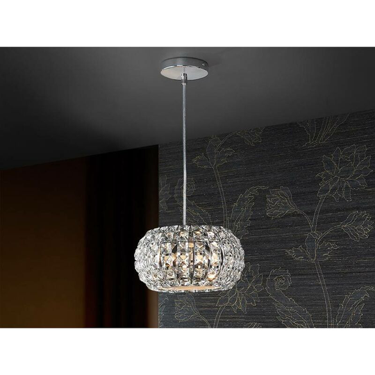 Schuller Lighting - Schuller Diamond - 3 Light Crystal Ceiling Pendant Chrome, G9