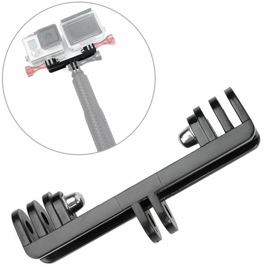 Dual Flash Mount Adapter Replacement Dual Mount Adapter for GoPro HERO4 HERO3+, Model: Black