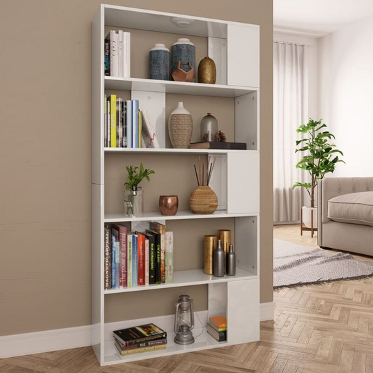 Book Cabinet/Room Divider High Gloss White 80x24x159 cm Chipboard