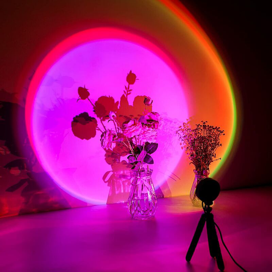 Sun Flowergb - Sunset Lamp, Sunset Lamp, 16 Color Projection Lamp with Tripod, Sunset Aura, usb Rainbow led Lamp, Romantic Visual Light, Nice Gift