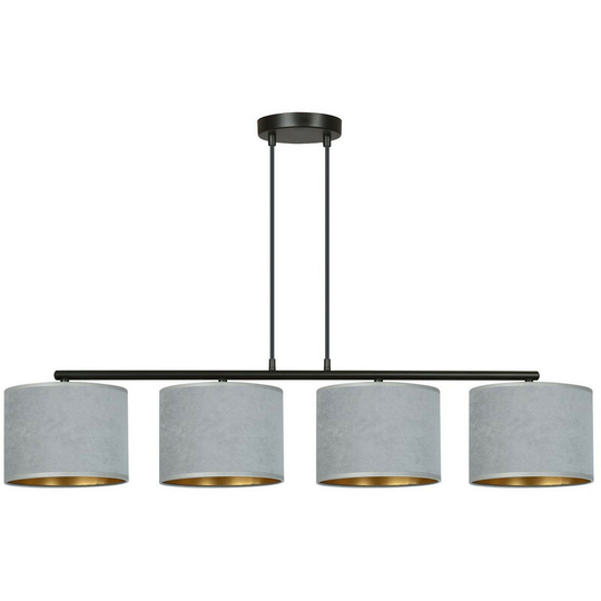 Emibig Hilde Black Bar Pendant Ceiling Light with Gray Fabric Shades, 4x E27