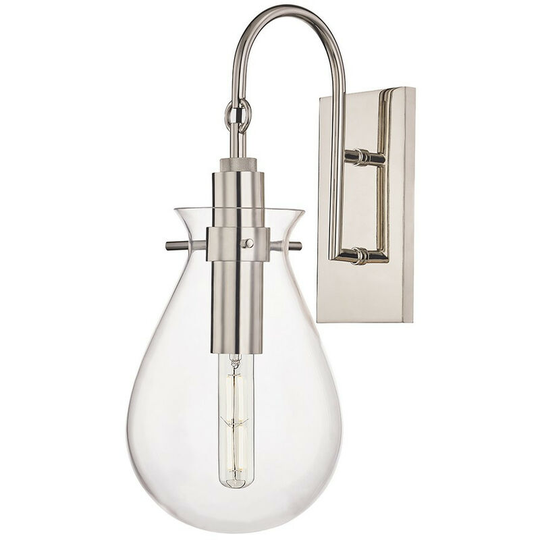 Ivy 1 Light Wall Sconce Polished Nickel, Glass