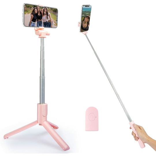 Selfie Stick, Expandable Selfie Stick with Wireless Remote Control, Tripod Phone Mount Compatible for Direct Video Recording