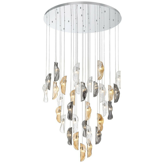 Luminosa Lighting - Luminosa Marilla Ceiling Pendant 6m, 32 Light G9, Polished Chrome, Clear & Amber & Smoked Glass