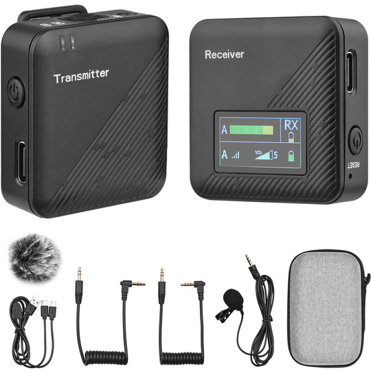 Superseller - 2.4G Mini Wireless Lavalier Microphone System Transmitter Receiver Omnidirectional Mic with Storage Case for Camera Smartphone Vlog
