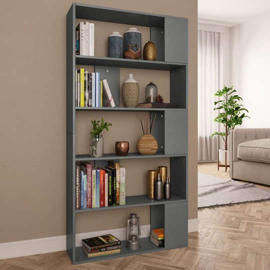 Asupermall - Book Cabinet/Room Divider Grey 80x24x159 cm Chipboard