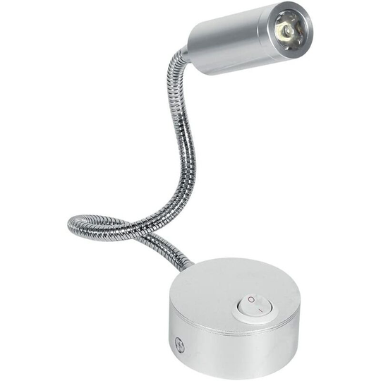 Aougo - led Bedside Reading Lamp with Gooseneck, Dimmable Flexible Gooseneck Wall Light with On/Off Switch (Cool White 3W)