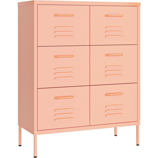 Drawer Cabinet Pink 80x35x101.5 cm Steel Vidaxl Pink