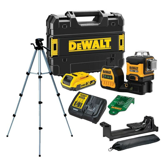 DCE089D1G18 3 x 360° Green Multi Line Laser 12V 18V 1x2.0Ah + Tripod +Bag - Dewalt