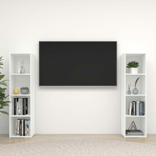 Topdeal - tv Cabinets 2 pcs High Gloss White 142.5x35x36.5 cm Chipboard FF3079922_UK