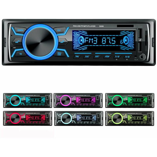 Car Radio Bluetooth Car Radio, 1Din Car Radio, 4x60W Autoradio 7 Farben fm Stereo Radio USB/SD/AUX/EQ/MP3 Player Pioneer Autoradio