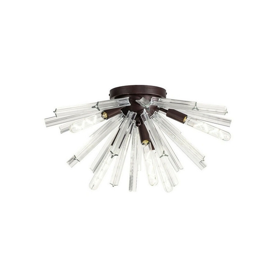 Luminosa 6 Light E14, Semi Flush Brown Oxide , Clear Glass