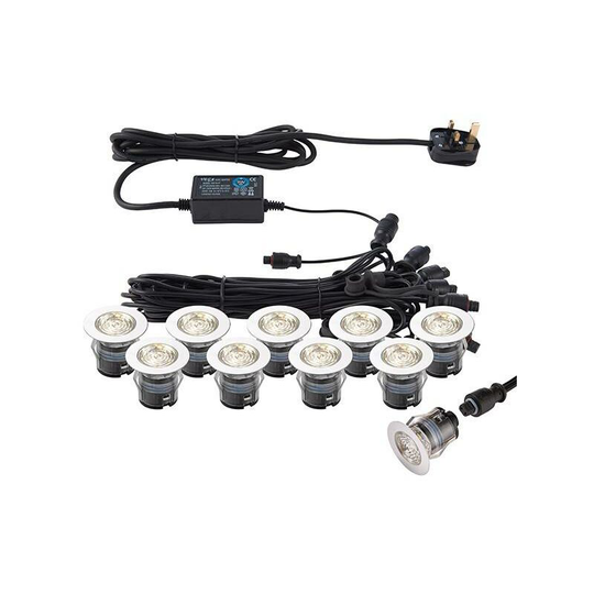 Saxby Lighting - Saxby Ikonpro Cct - Integrated led 10 Light Outdoor Recessed Light Kit Polished Stainless Steel, Clear IP67