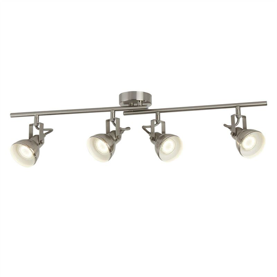 Searchlight Lighting - Searchlight Focus - 4 Light Adjustable Spotlight Bar Satin Silver, GU10
