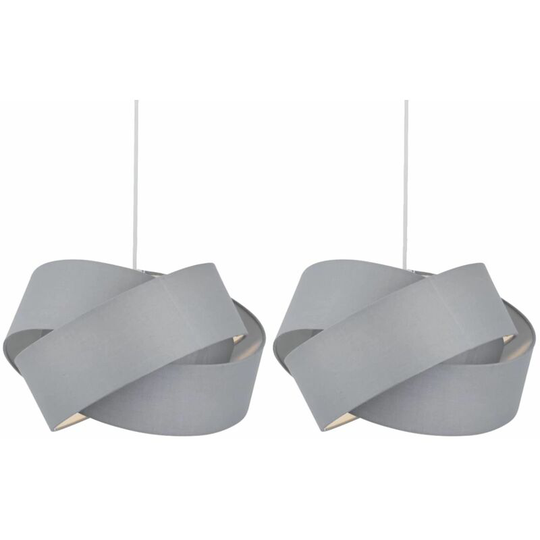 Set of 2 Dark Grey Layered Twist Ceiling Light Shades - Dark grey cotton