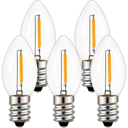 Aougo - C7 led Bulb, Candle Light Bulbs 0.5W Christmas Village led Bulb 5W Incandescent Replacements E14 Base led Filament Night Light Warm White