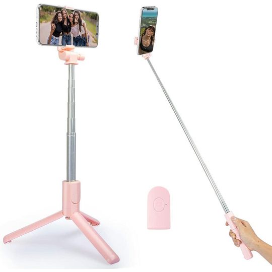 Heguyey - Selfie Stick, Extendable Selfie Stick with Wireless Remote Control Tripod Phone Holder for Direct Video Recording Compatible with iPhone 13