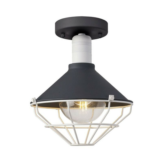 Semi-Flush Ceiling, 1 Light E27, IP65, Anthracite, Matt White - Luminosa Lighting