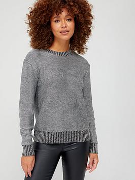 Superdry Studios Metallic Sweater - Grey, Grey, Size 14, Women