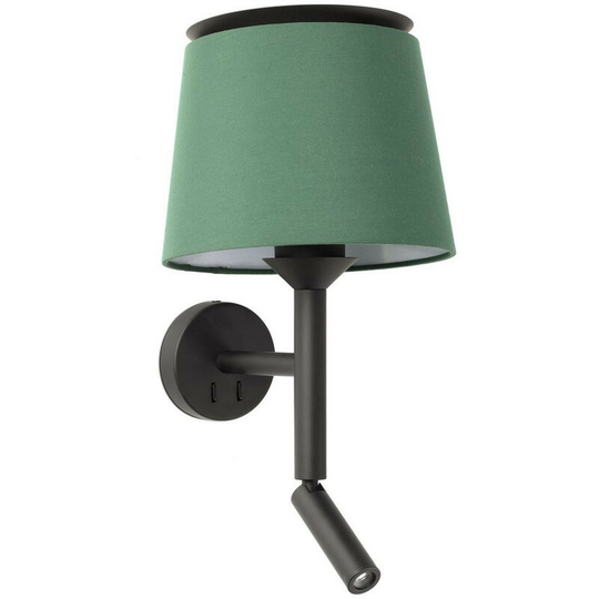 Wall lamp with reading light Savoy Diffuser Steel, body Steel, Fabric 49.9 Cm