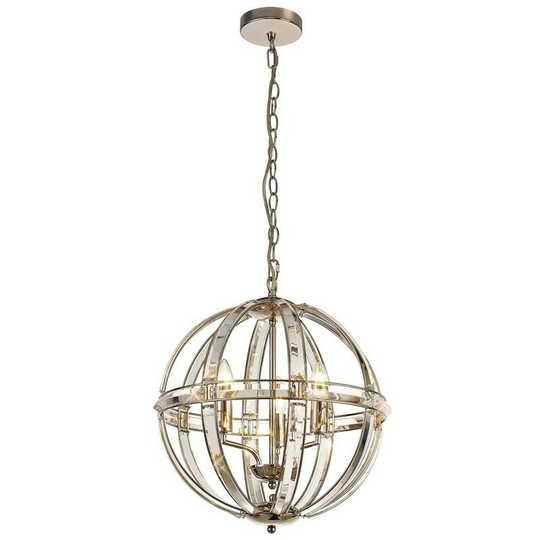 Large Round Ceiling Pendant, 3 Light E27, Polished Nickel - Luminosa Lighting