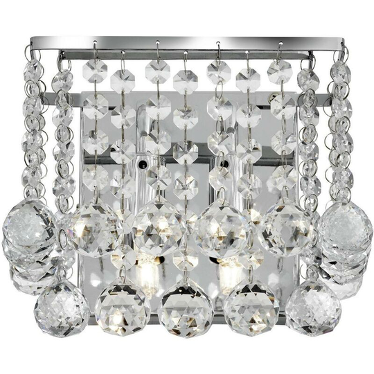 Searchlight Hanna - Indoor Square Wall 2 Light Chrome with Crystals, G9