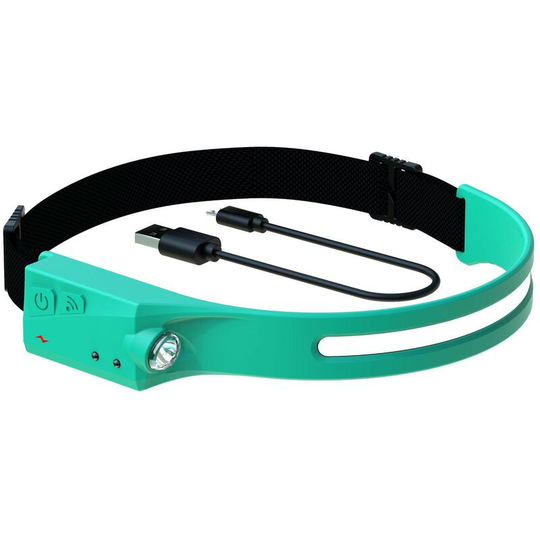 Aougo - Rechargeable led Headlamp, Omni Sensing, Heat and Sweat Resistant, 350 Lumens, Weatherproof, Camping, Outdoor Safety Light (Green)