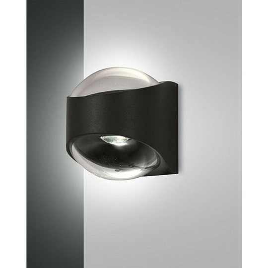 Fabas Luce Remy led Outdoor Up Down Wall Light Black Glass, IP65