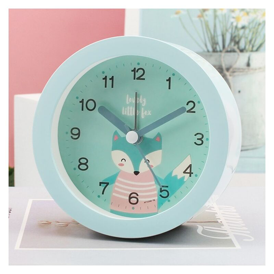 Aougo - Non-Ticking Alarm Clock for Kids, Kids Alarm Clock with Night Light, Bedroom, Bedside, Cute Cartoon, Battery Powered (Blue)