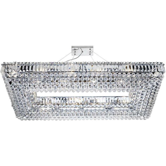Searchlight Vesuvius - 24 Light Ceiling Pendant Chrome with Crystals - Rectangle Frame, E14