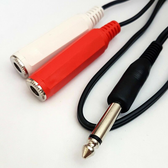 Loops - 0.5m 6.35mm Mono Male Jack to 2x ¼' Female Cable Twin Microphone Splitter Lead