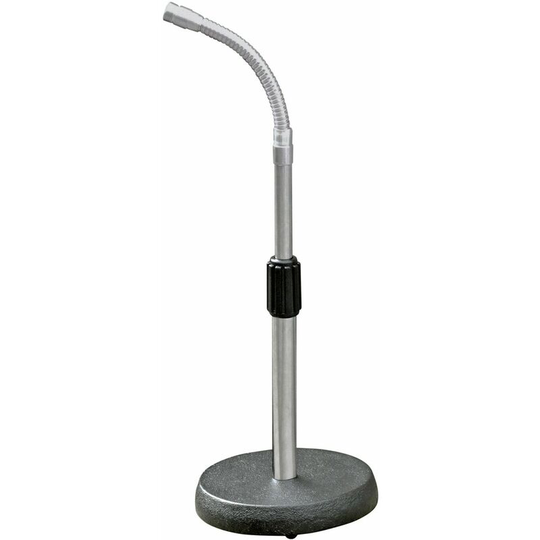 Desk Microphone Stand Gooseneck Arm & Round Base Mini Clip Holder Table Bracket