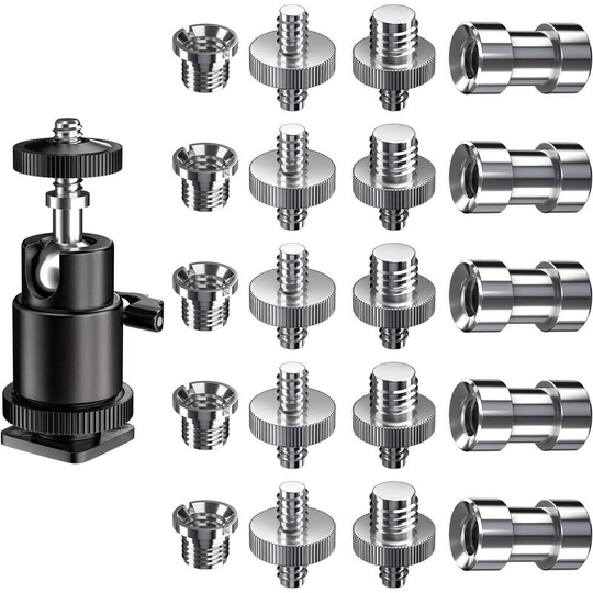Adapter Screw, 21 Pcs 1/4 'to 1/4' Screw, 3/8 'to 1/4' Ball Head Mount Ball Head Tripod Thread Screw Adapter Converter for Camera Tripod Monopod Ball