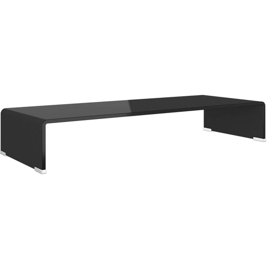 TV Stand/Monitor Riser Glass Black 80x30x13 cm - Black