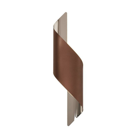 Luminosa Lighting - Wall Lamp Large, 1 x 8W LED, 3000K, 640lm, Satin Brown, Polished Chrome