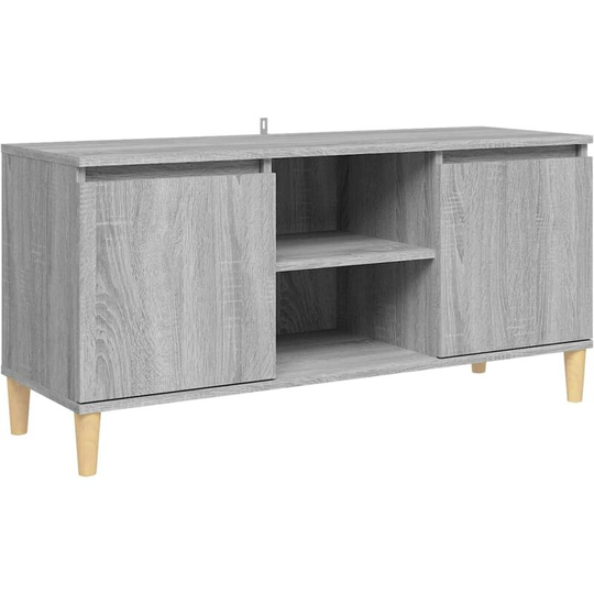 Tv Cabinet with Solid Wood Legs Grey Sonoma 103.5x35x50 cm Vidaxl Grey