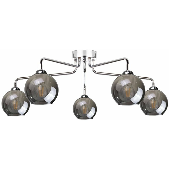 Keter Pluton Multi Arm Semi Flush Ceiling Light Silver, 70cm, 5x E27