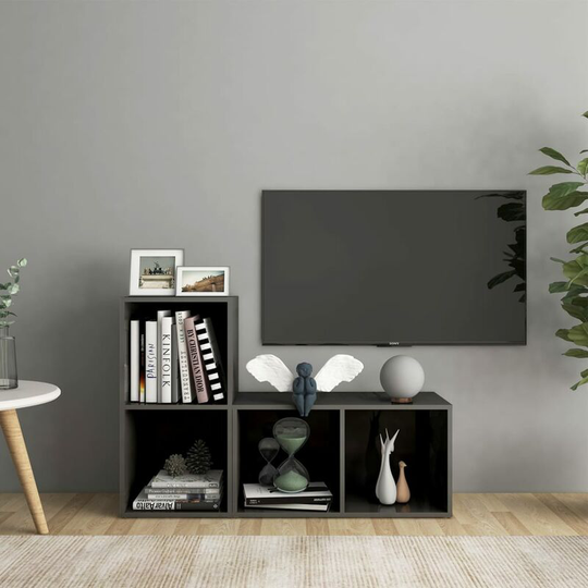 Topdeal - tv Cabinets 2 pcs High Gloss Grey 72x35x36.5 cm Chipboard FF3079951_UK