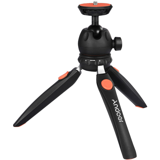 Andoer2 - Andoer H20 Mini Tabletop Tripod Portable Foldable Phone Camera Tripod Stand with Removable Ball Head with 1/4 Inch Screw,Orange - Orange