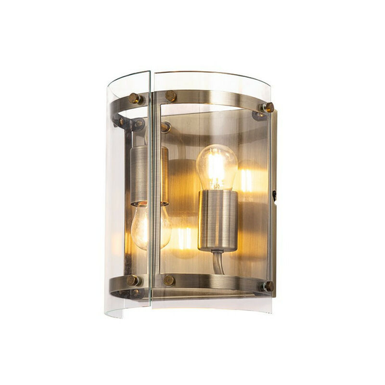Luminosa Wall Light, 2 Light E27, Antique Brass