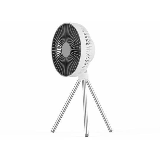 Outdoor Tripod Fan usb Rechargeable Camping Desk Fan Portable Ceiling Fan with 3 Speeds Adjustable - White&4000mAh