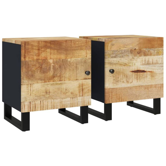 Bedside Cabinets 2 pcs 40x33x46 cm Solid Wood Mango Vidaxl Black