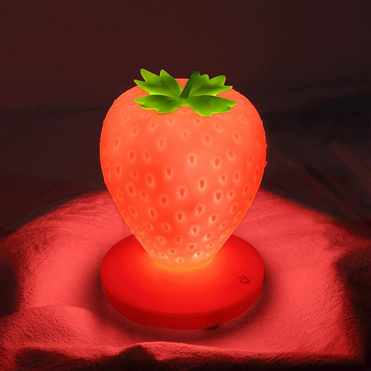 Aougo - Strawberry Night Light, Cute Silicone Night Light, Kids Night Light, led Night Light, Kids Bedside Lamp, usb Rechargeable, 3 Touch Control