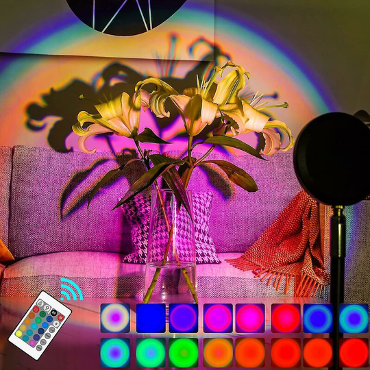 Joorrt - Sunset Lamp Projector for Bedroom, Sunset Projection Night Light with 16 Colors Remote Control, Photography/selfie/Home/Living Room/Bedroom