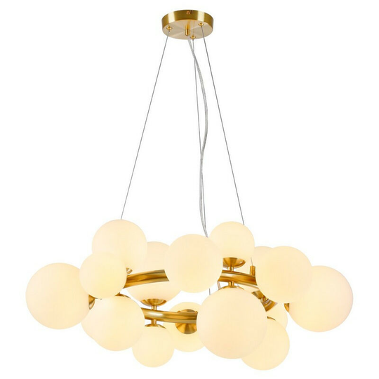 Luminosa Lighting - Luminosa Marshall Circular Ceiling Pendant, 16 Light G9, Satin Gold, Opal Glass