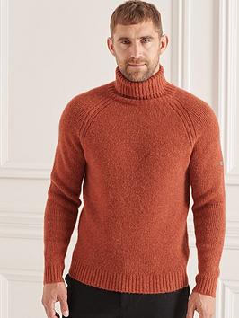 Superdry Studios Chunky Roll Neck, Rust, Size L, Men