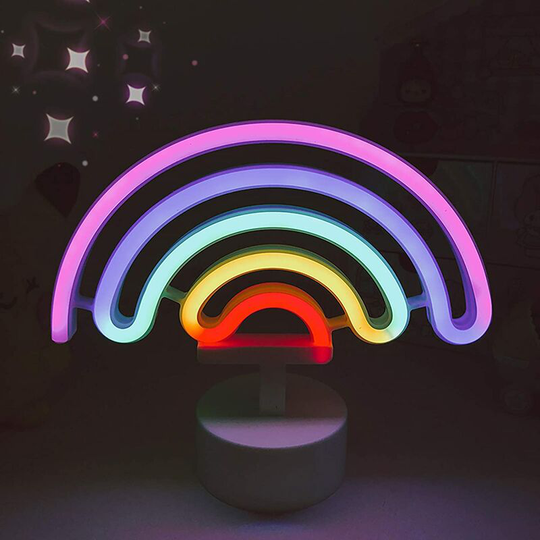 Aougo - led Rainbow Light Sign, Neon Night Light, USB/Battery Operated Neon Sign Decor Light, Wall Decoration for Party Birthday, Kid's Room,