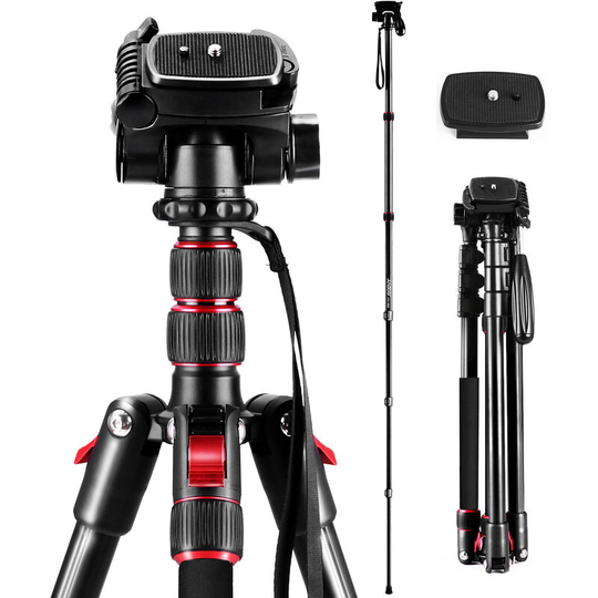 2-in-1 Photography Tripod Monopod Stand Aluminium Alloy 360¡ã Rotatable Ball Head 200cm Max. Height 5kg Load Capacity with Carry Bag for DSLR Cameras