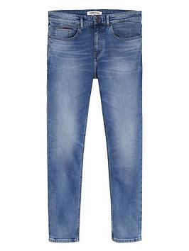 Tommy Jeans TJM Austin Slim Tapered Fit Light Blue Stretch Jeans, Light Blue, Size 34, Inside Leg Regular, Men