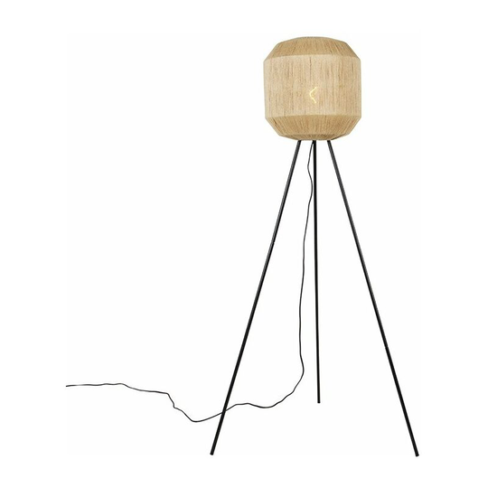 Qazqa - Oriental floor lamp black with rope tripod - Riki - Beige